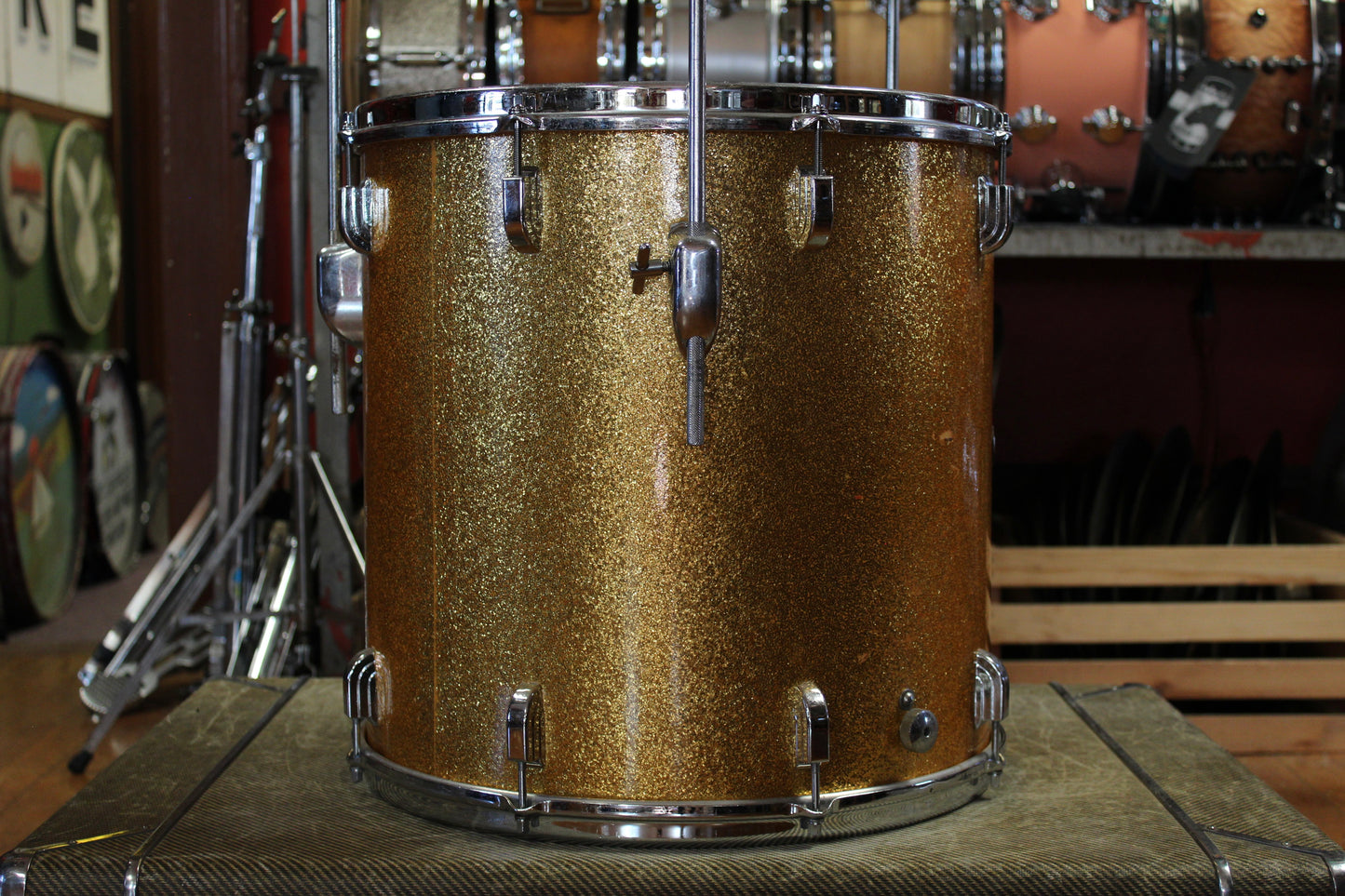 1960s Leedy 9x13 Tom and 16x16 Floor Tom in Gold Sparkle