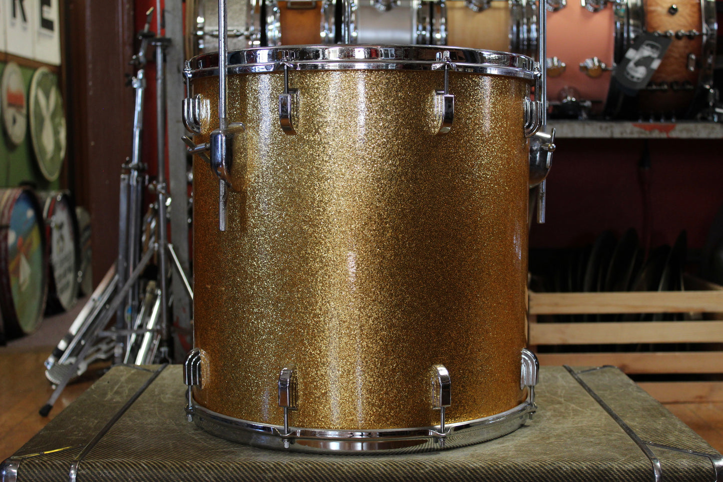 1960s Leedy 9x13 Tom and 16x16 Floor Tom in Gold Sparkle