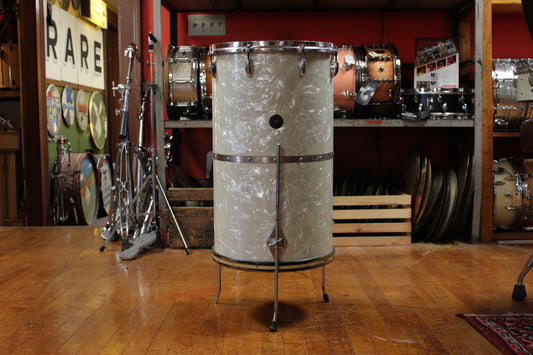 1960's Gretsch Round Badge 24x14 Cocktail Drum in White Marine