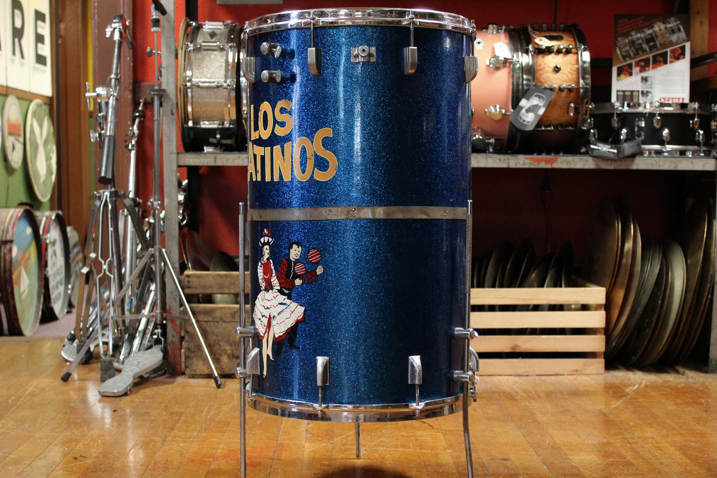 1960s Champion Drums 24x14 Cocktail Drum in Blue Sparkle