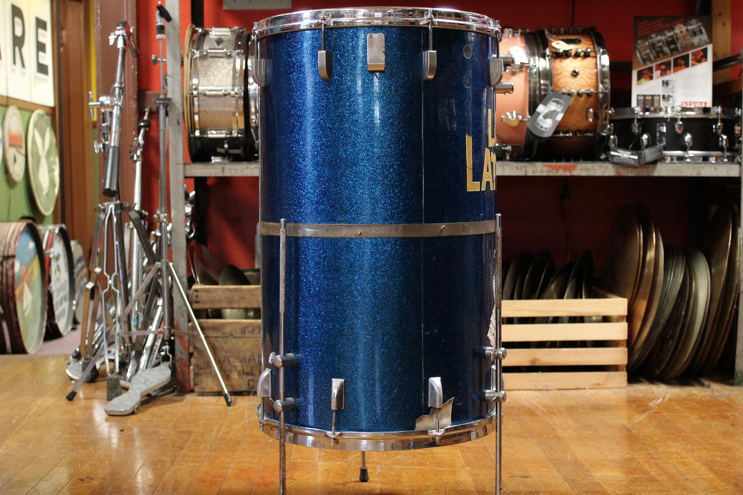 1960s Champion Drums 24x14 Cocktail Drum in Blue Sparkle