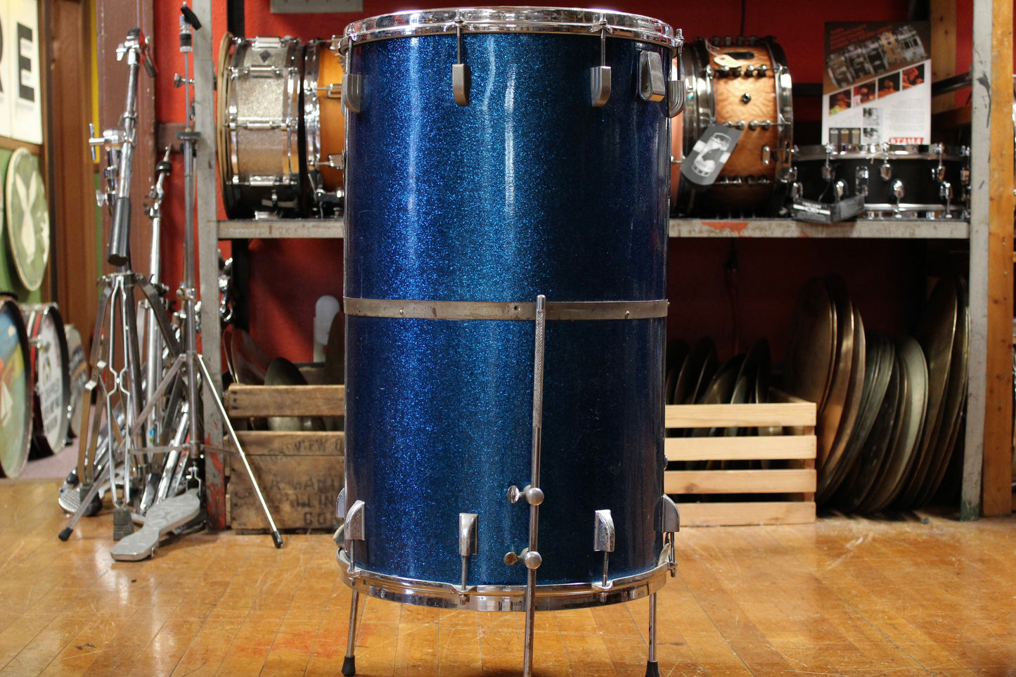 1960s Champion Drums 24x14 Cocktail Drum in Blue Sparkle