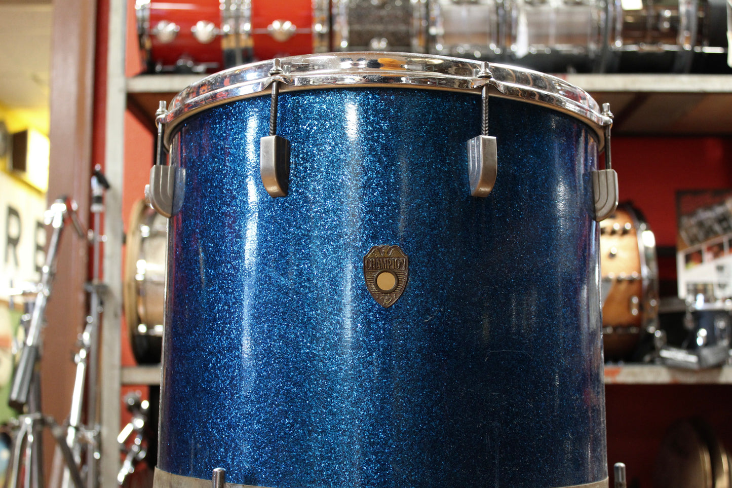 1960s Champion Drums 24x14 Cocktail Drum in Blue Sparkle