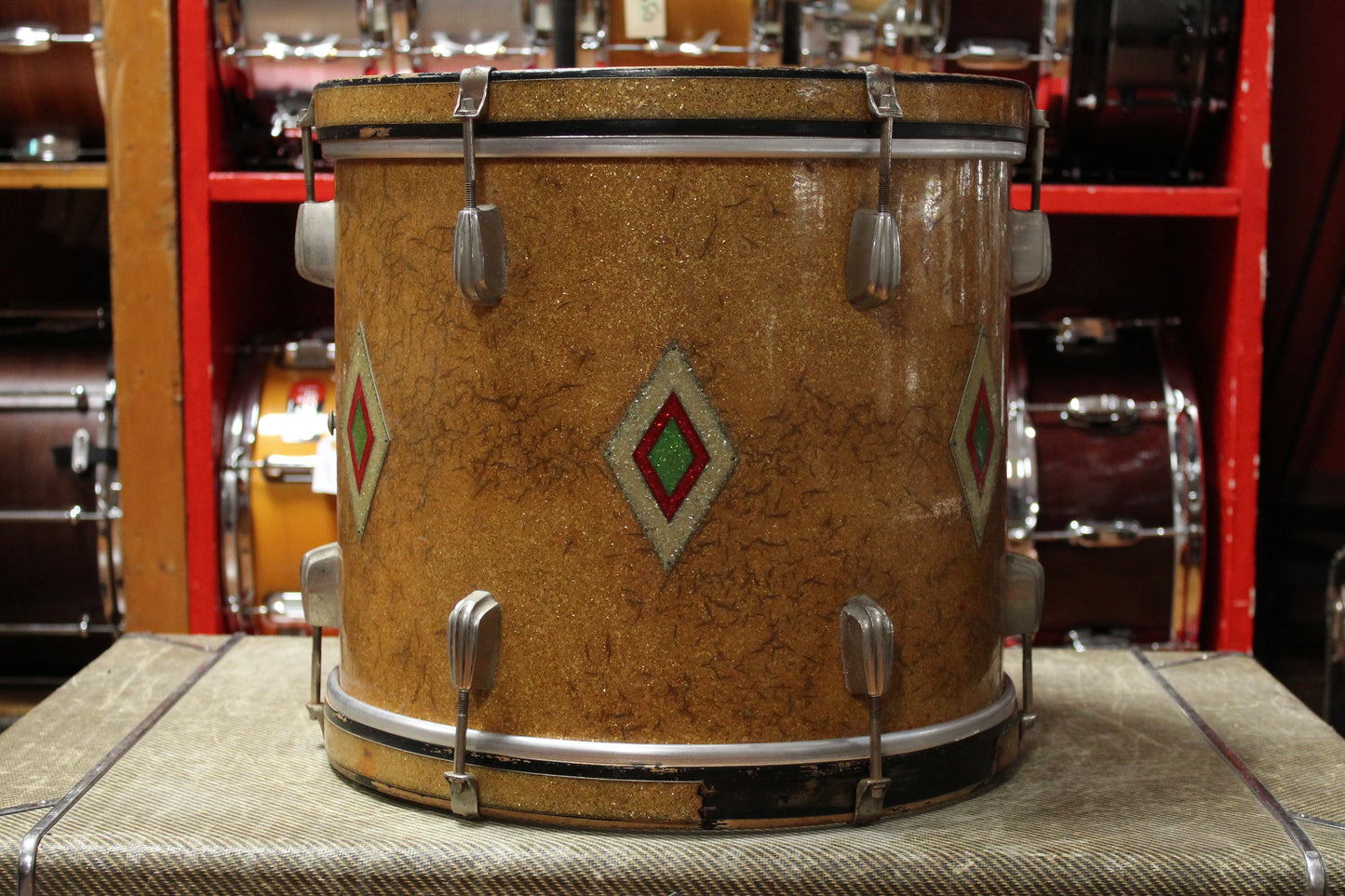 1930s Slingerland 12x14 Tom in Gold Sparkle Full Dress