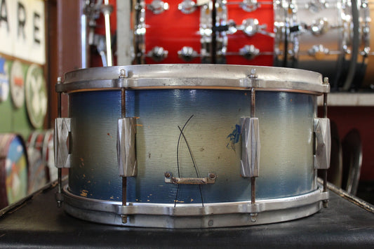 1950s Gretsch 6.5x14 Snare Drum in Blue and Silver Duco