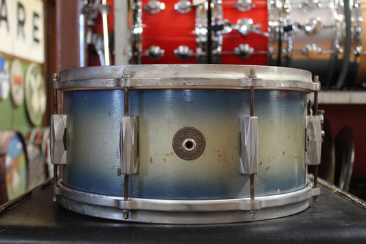 1950s Gretsch 6.5x14 Snare Drum in Blue and Silver Duco