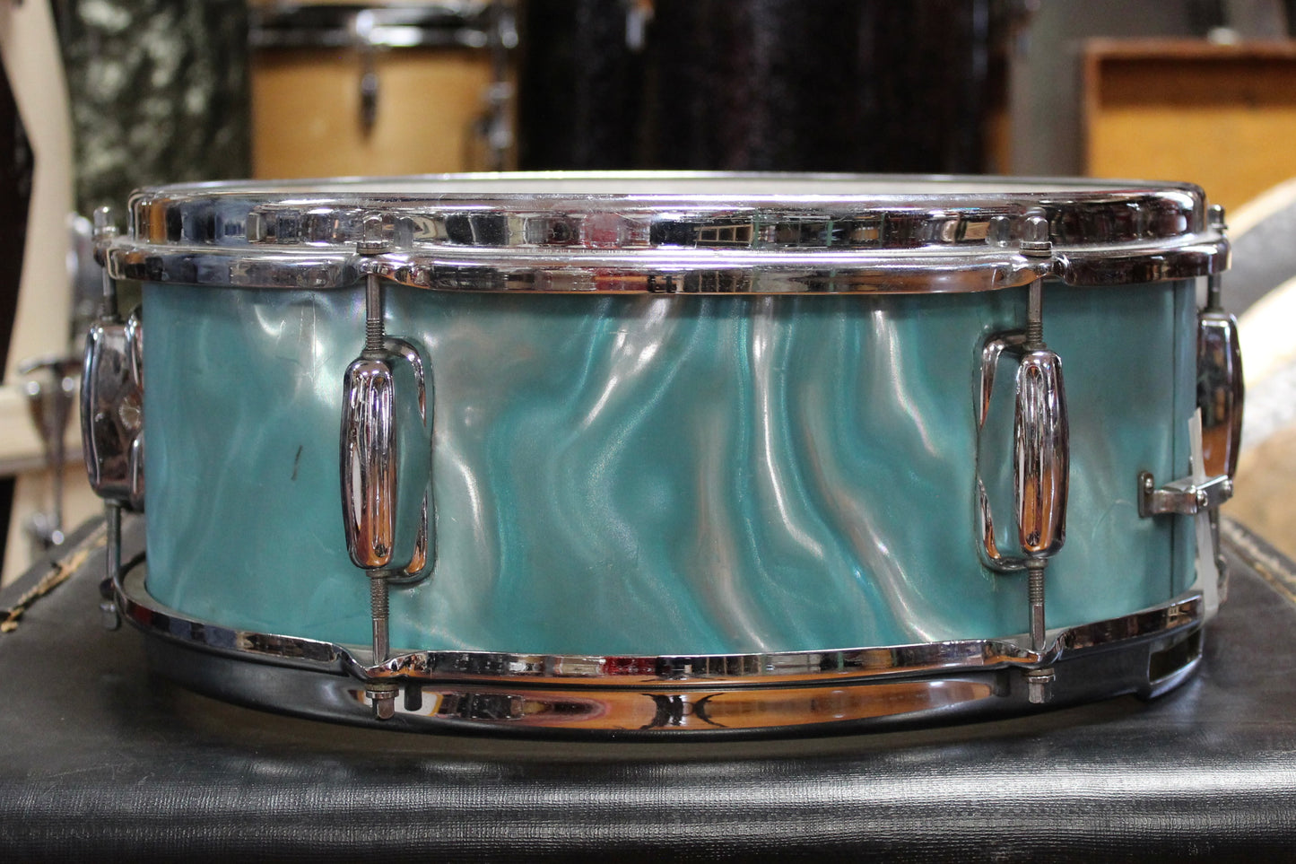 1960's Slingerland 5x14 Snare Drum in Green Satin Flame Pearl