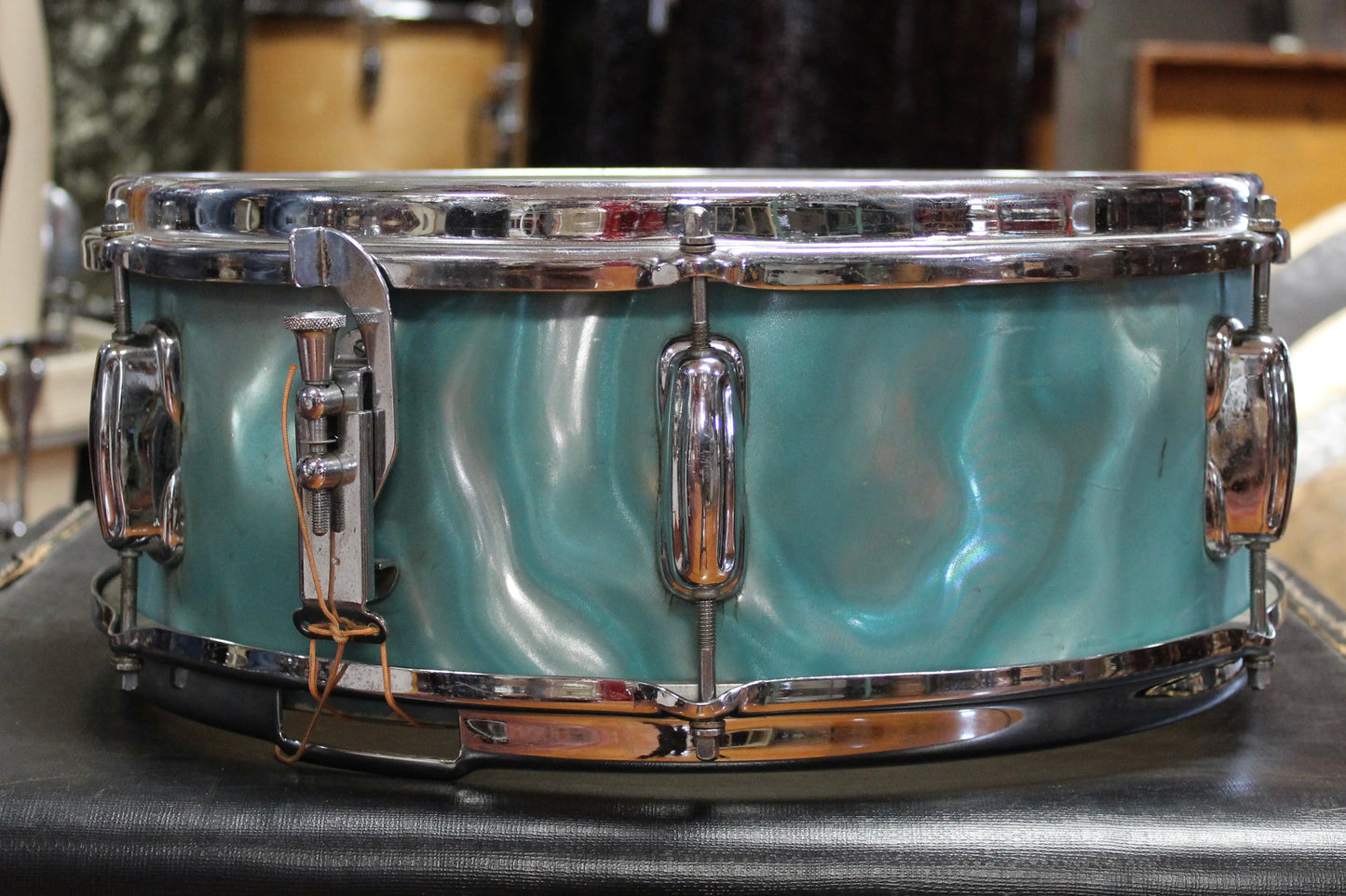 1960's Slingerland 5x14 Snare Drum in Green Satin Flame Pearl