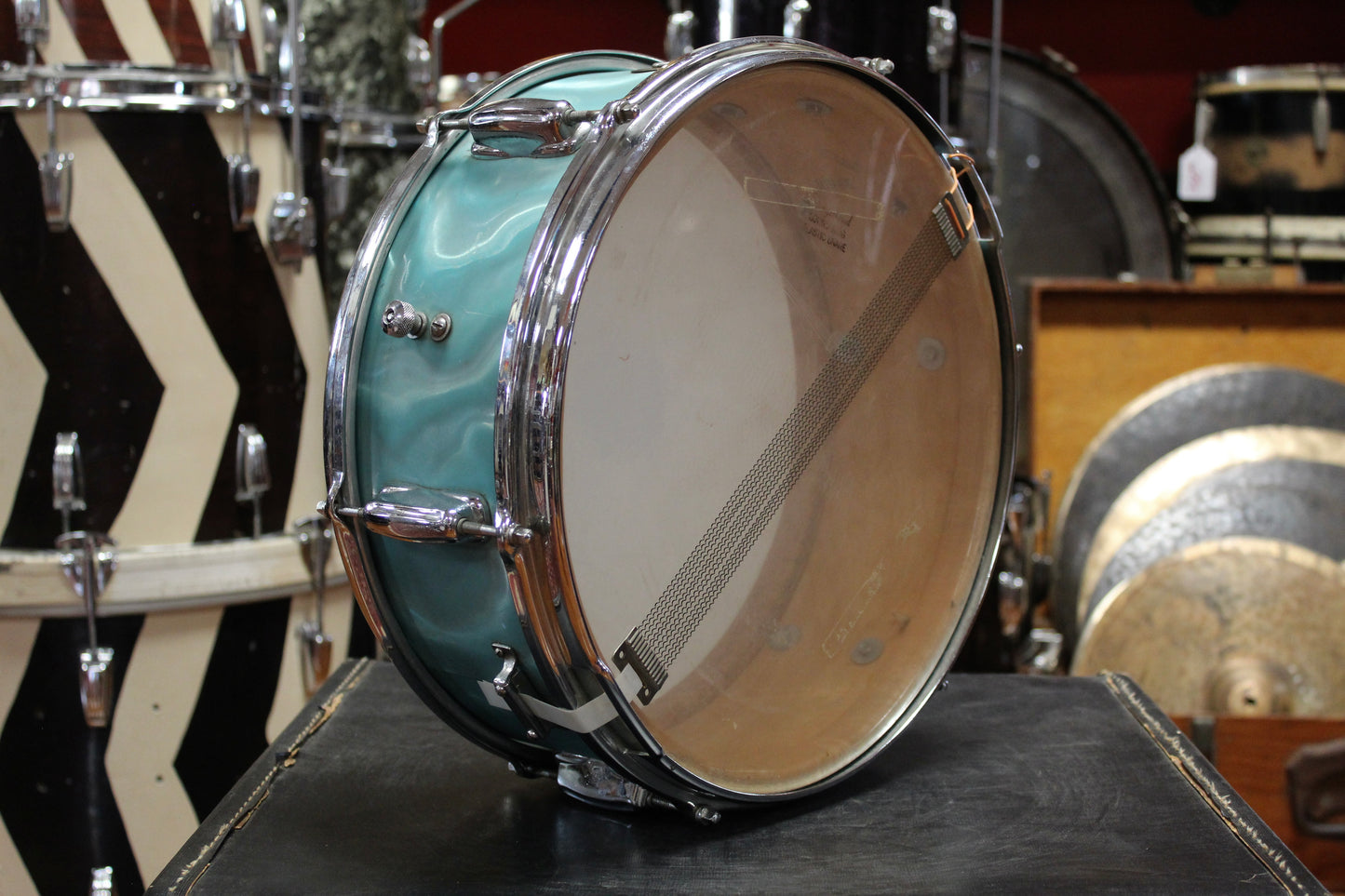 1960's Slingerland 5x14 Snare Drum in Green Satin Flame Pearl