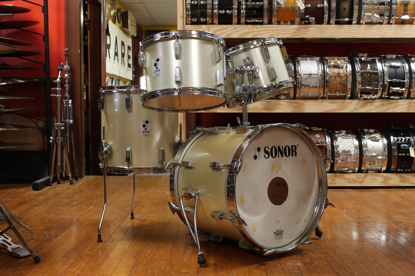 1970s Sonor Phonic Bop kit in Metallic Silver 14x18 14x14 9x13 8x12