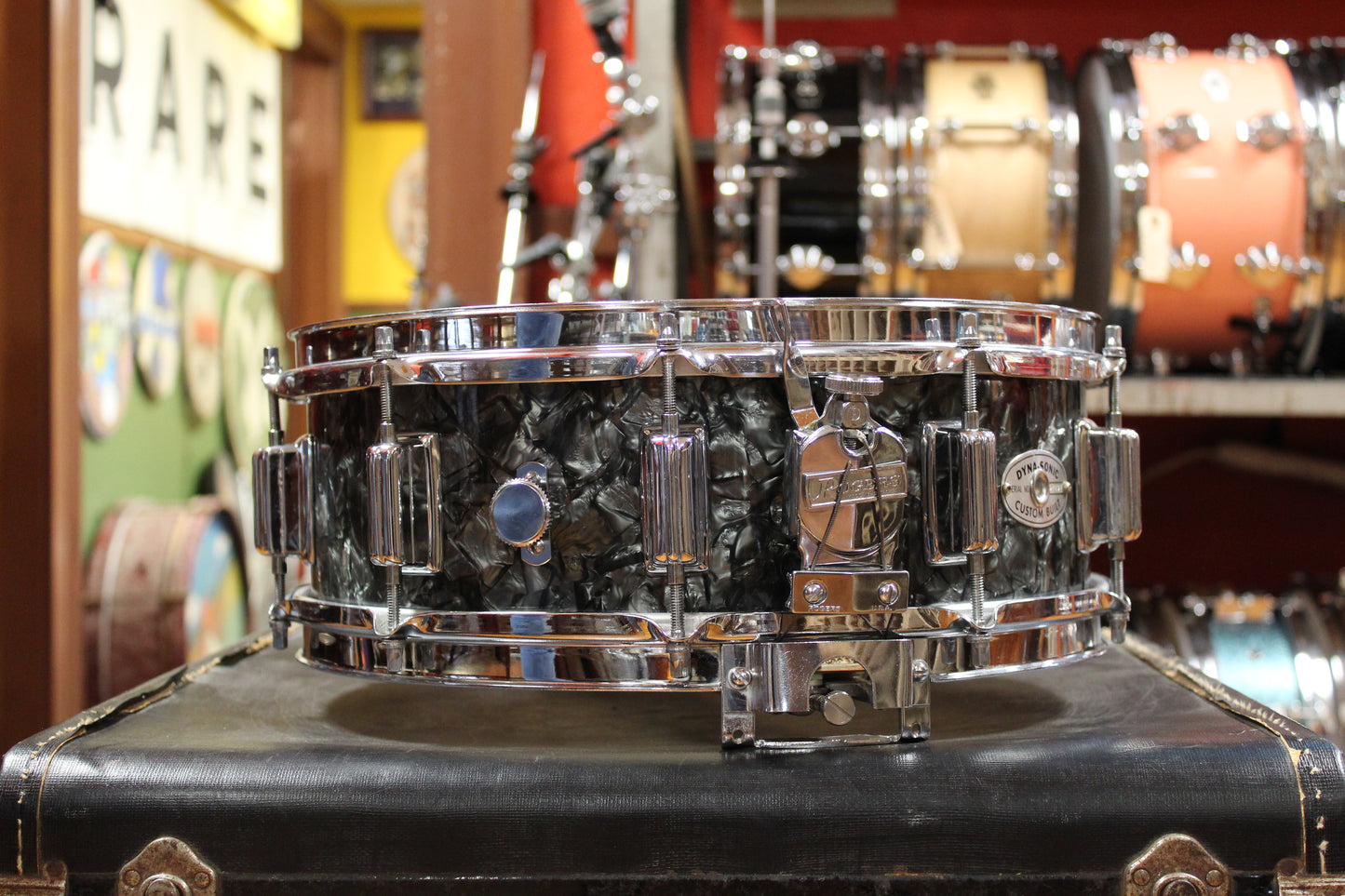 1960s Rogers 5x14 Dyna-Sonic Snare Drum in Black Diamond Pearl
