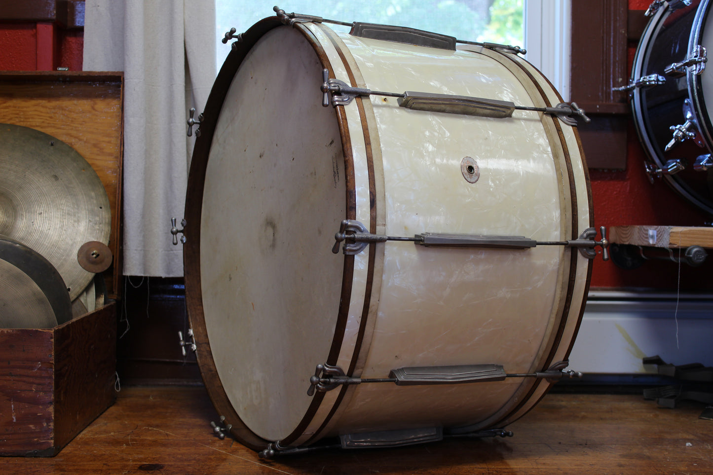 1946 Ludwig & Ludwig 14"x26" Bass Drum in White Marine Pearl