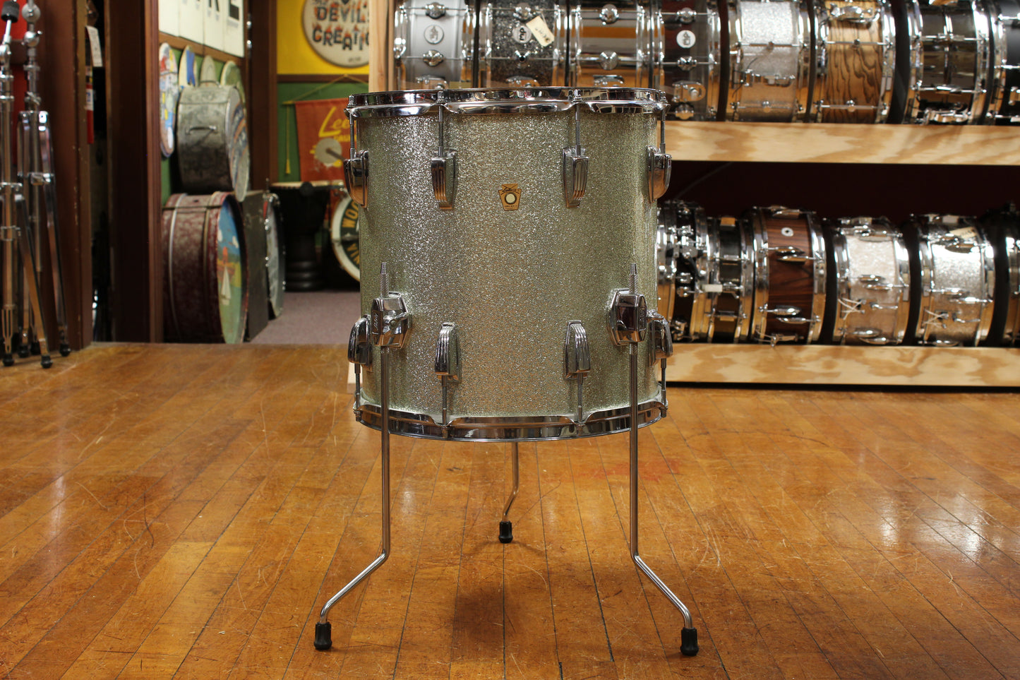 1960s Ludwig Downbeat Outfit in Sparkling Silver Pearl 14x20 9x13 14x14