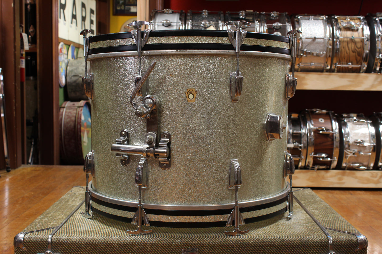 1960s Ludwig Downbeat Outfit in Sparkling Silver Pearl 14x20 9x13 14x14