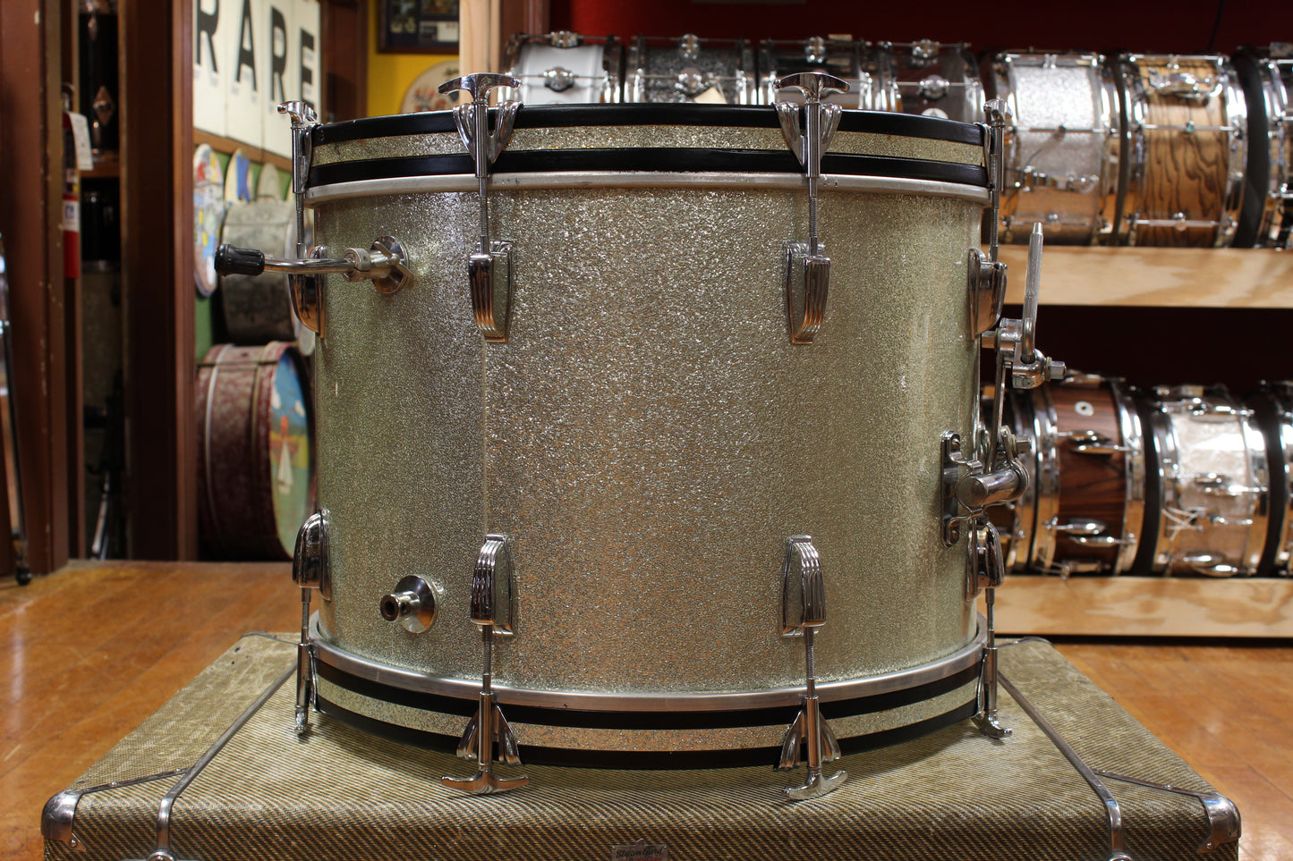 1960s Ludwig Downbeat Outfit in Sparkling Silver Pearl 14x20 9x13 14x14