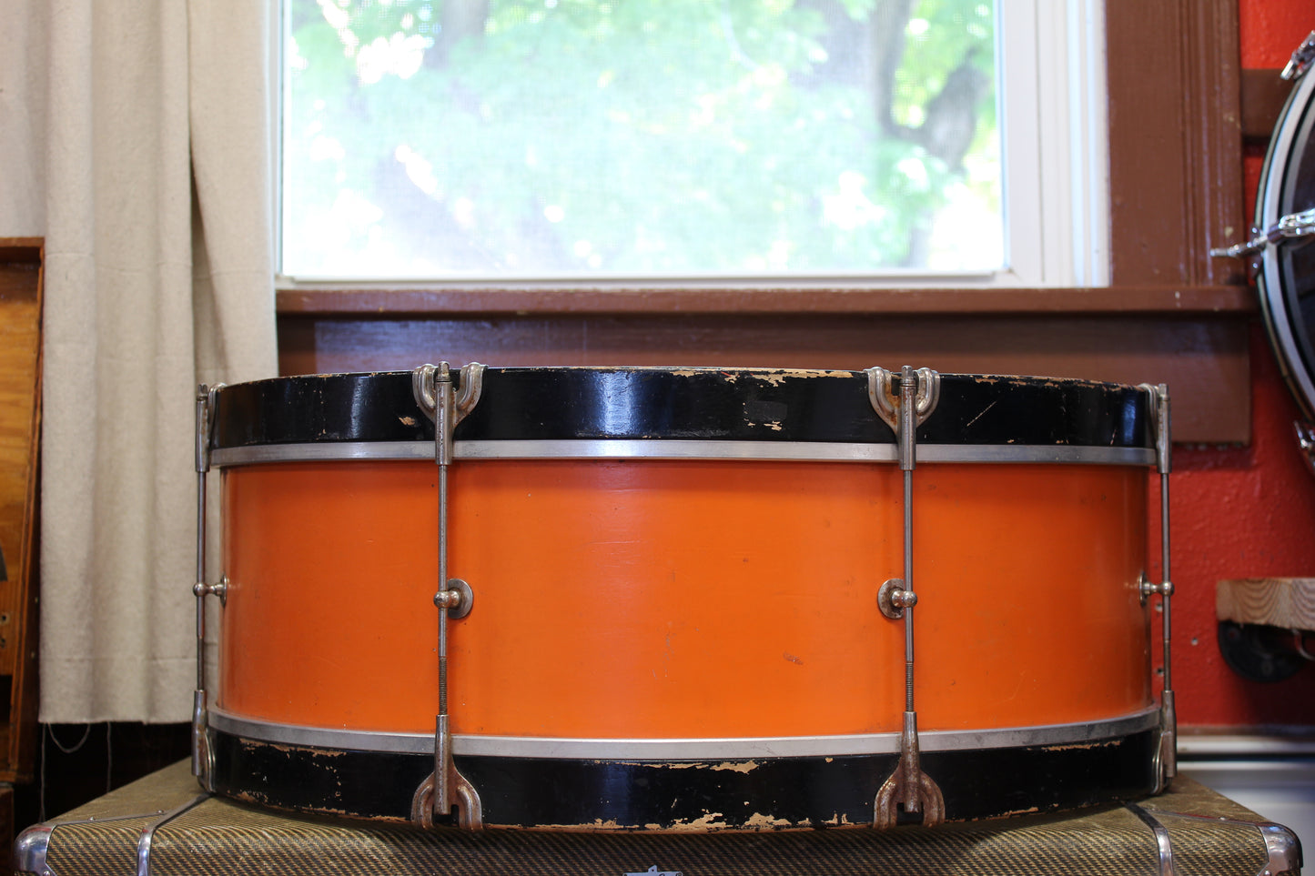 1950s Leedy & Ludwig 8x26 Bass Drum in Orange Duco