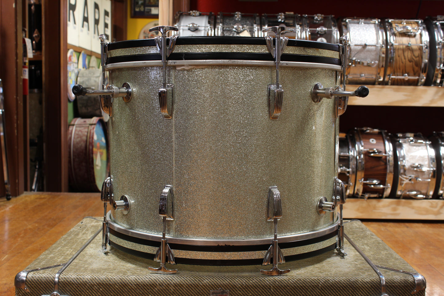 1960s Ludwig Downbeat Outfit in Sparkling Silver Pearl 14x20 9x13 14x14