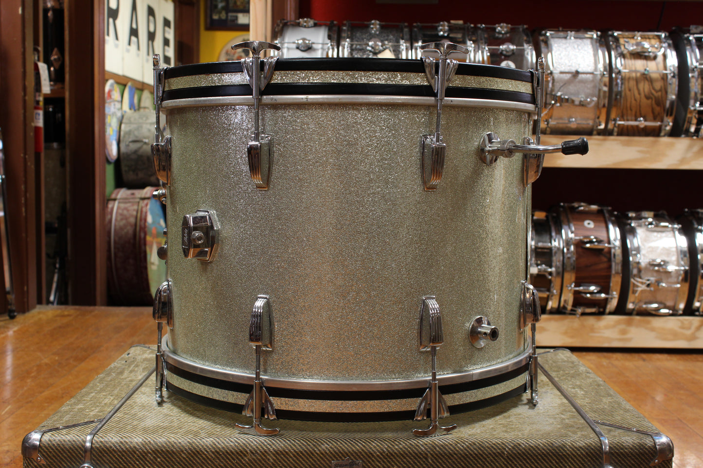 1960s Ludwig Downbeat Outfit in Sparkling Silver Pearl 14x20 9x13 14x14