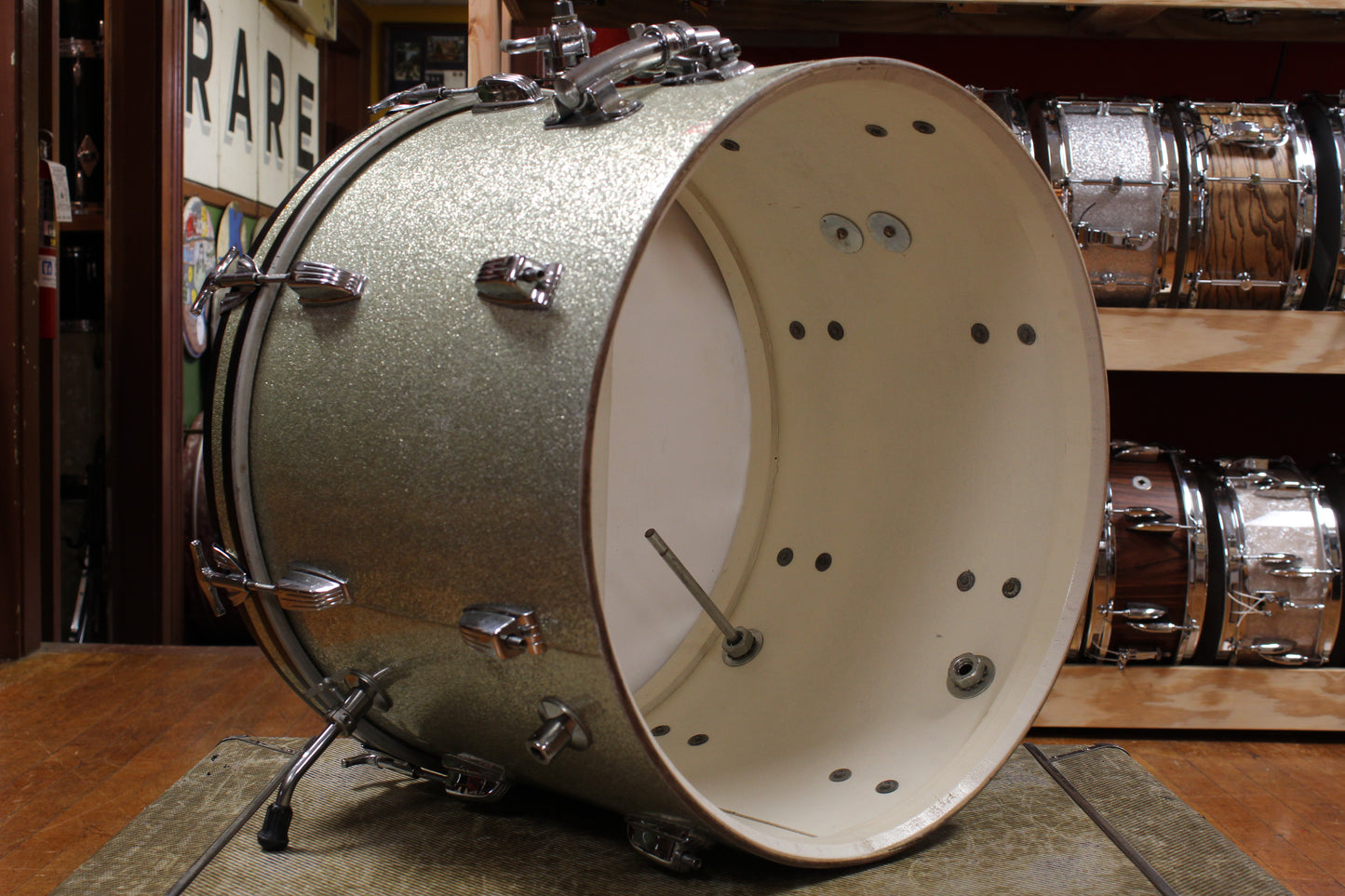 1960s Ludwig Downbeat Outfit in Sparkling Silver Pearl 14x20 9x13 14x14