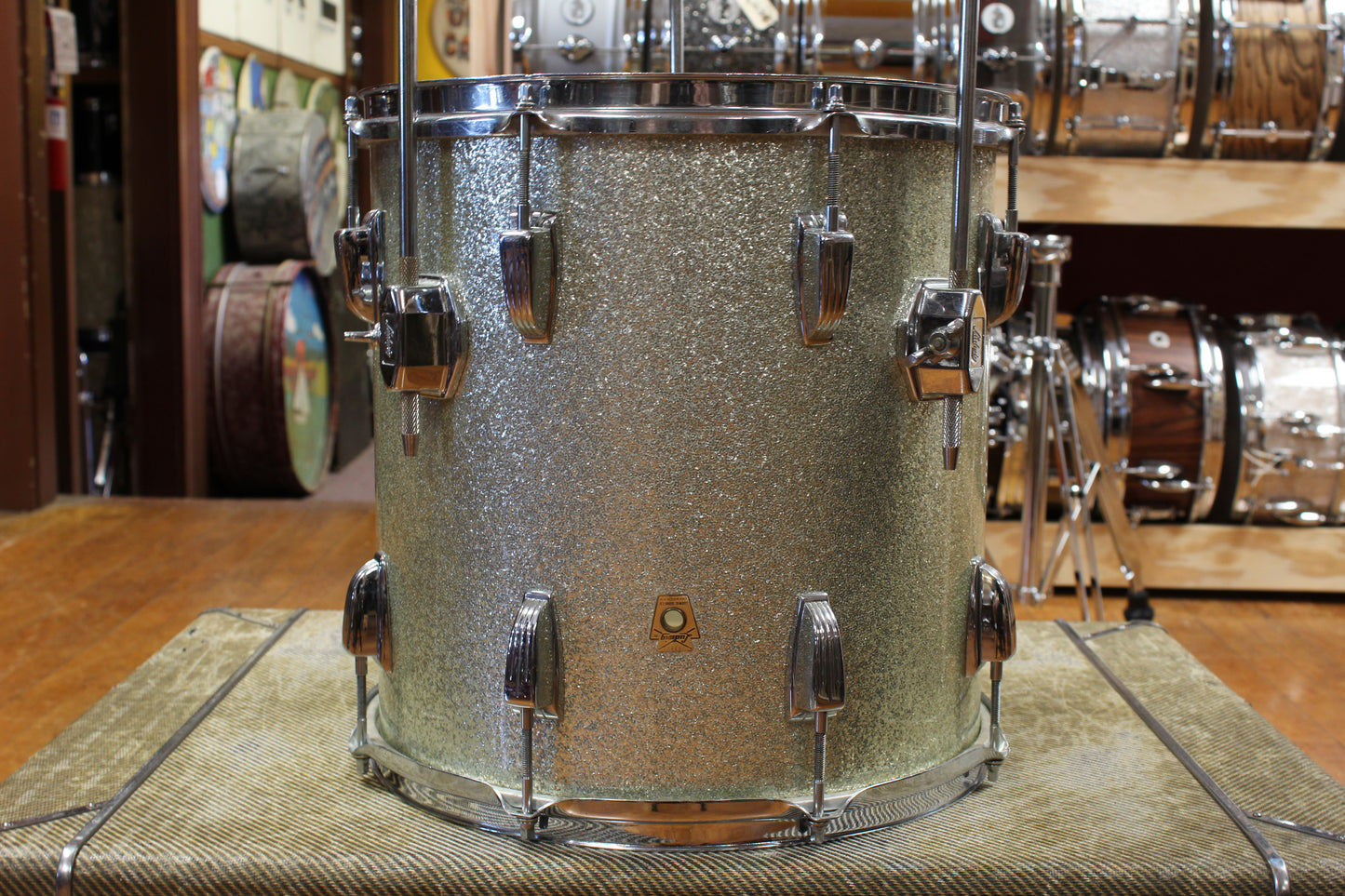 1960s Ludwig Downbeat Outfit in Sparkling Silver Pearl 14x20 9x13 14x14