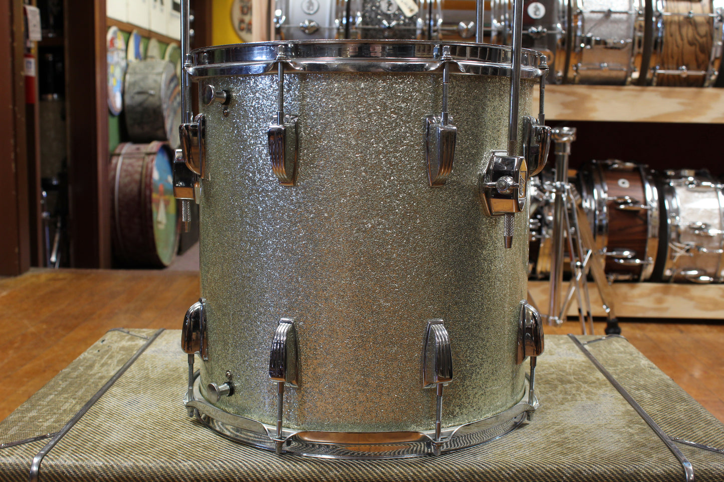 1960s Ludwig Downbeat Outfit in Sparkling Silver Pearl 14x20 9x13 14x14
