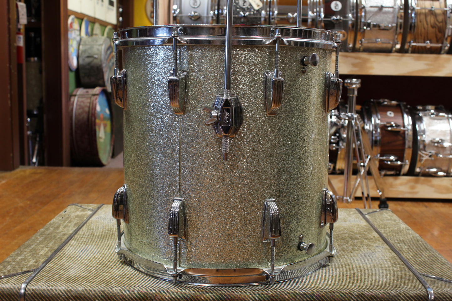 1960s Ludwig Downbeat Outfit in Sparkling Silver Pearl 14x20 9x13 14x14