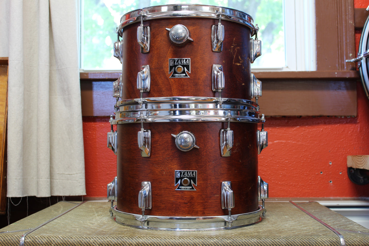 1980s Tama Superstar Tom-Toms 8x12 9x13 16x16 in Super Mahogany