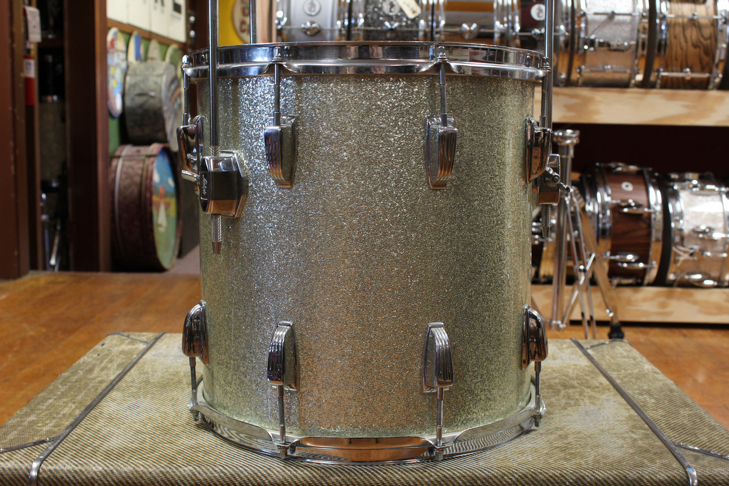 1960s Ludwig Downbeat Outfit in Sparkling Silver Pearl 14x20 9x13 14x14