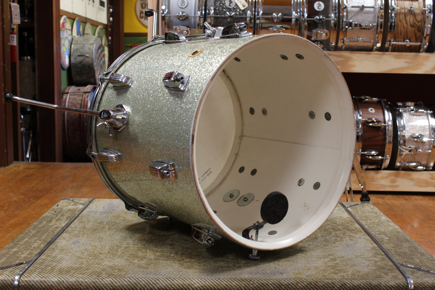 1960s Ludwig Downbeat Outfit in Sparkling Silver Pearl 14x20 9x13 14x14