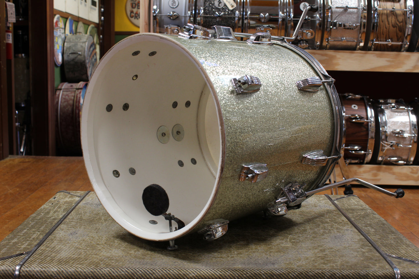 1960s Ludwig Downbeat Outfit in Sparkling Silver Pearl 14x20 9x13 14x14