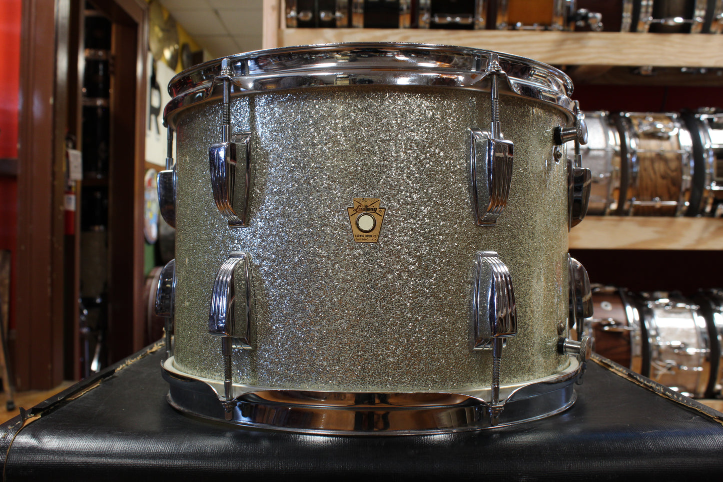 1960s Ludwig Downbeat Outfit in Sparkling Silver Pearl 14x20 9x13 14x14
