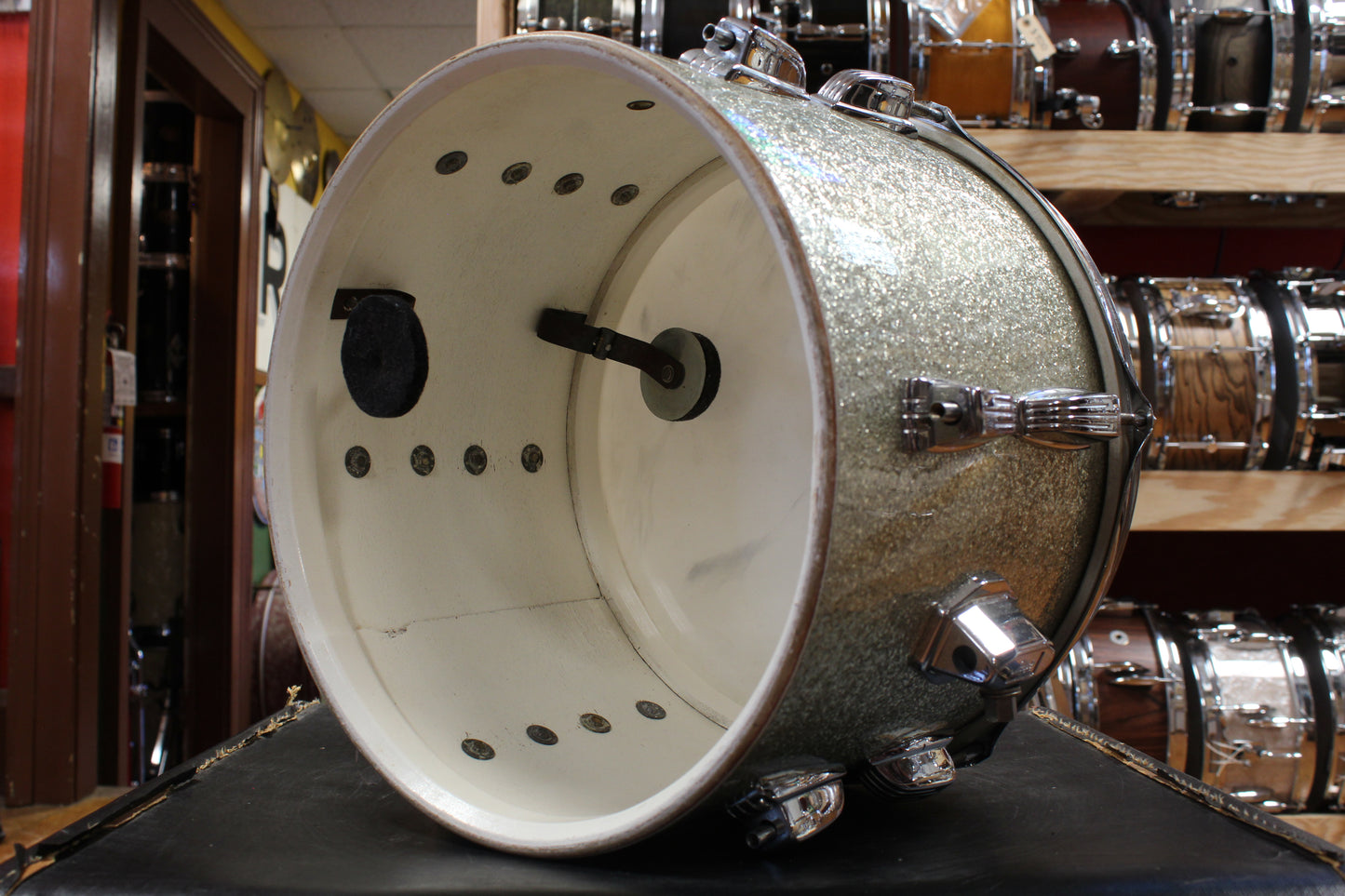 1960s Ludwig Downbeat Outfit in Sparkling Silver Pearl 14x20 9x13 14x14