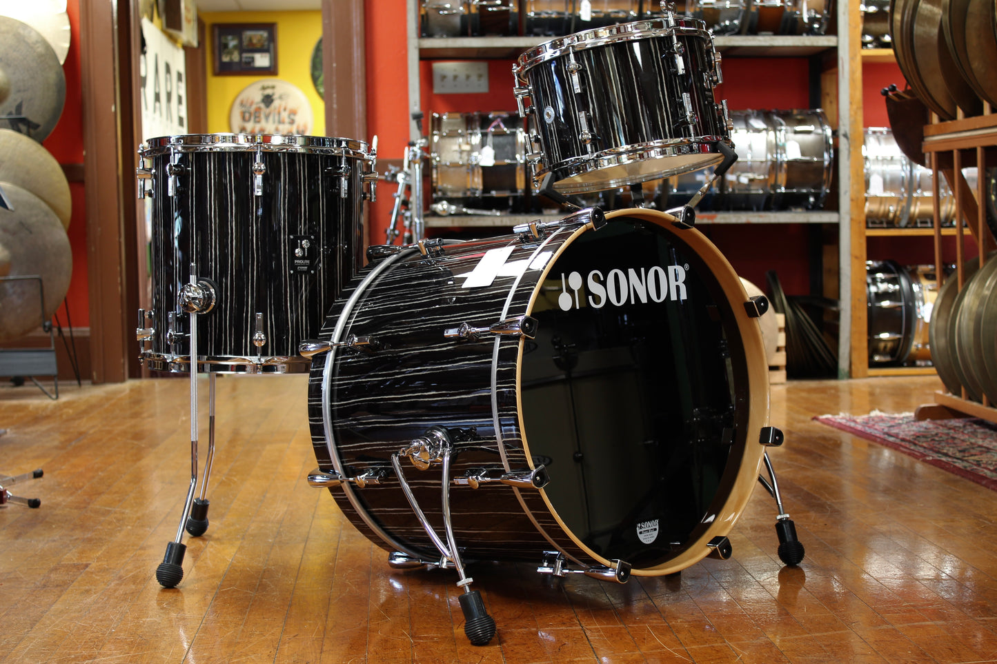 Sonor Prolite Vintage Maple in Ebony White Stripes 16x20 14x14 8x12