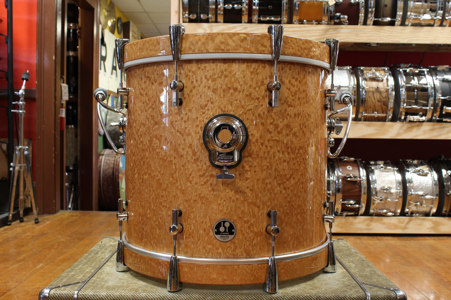 Early 2000s Sonor Delite Outfit in Natural Birdseye Maple 18x20 8x10 9x12 14x14