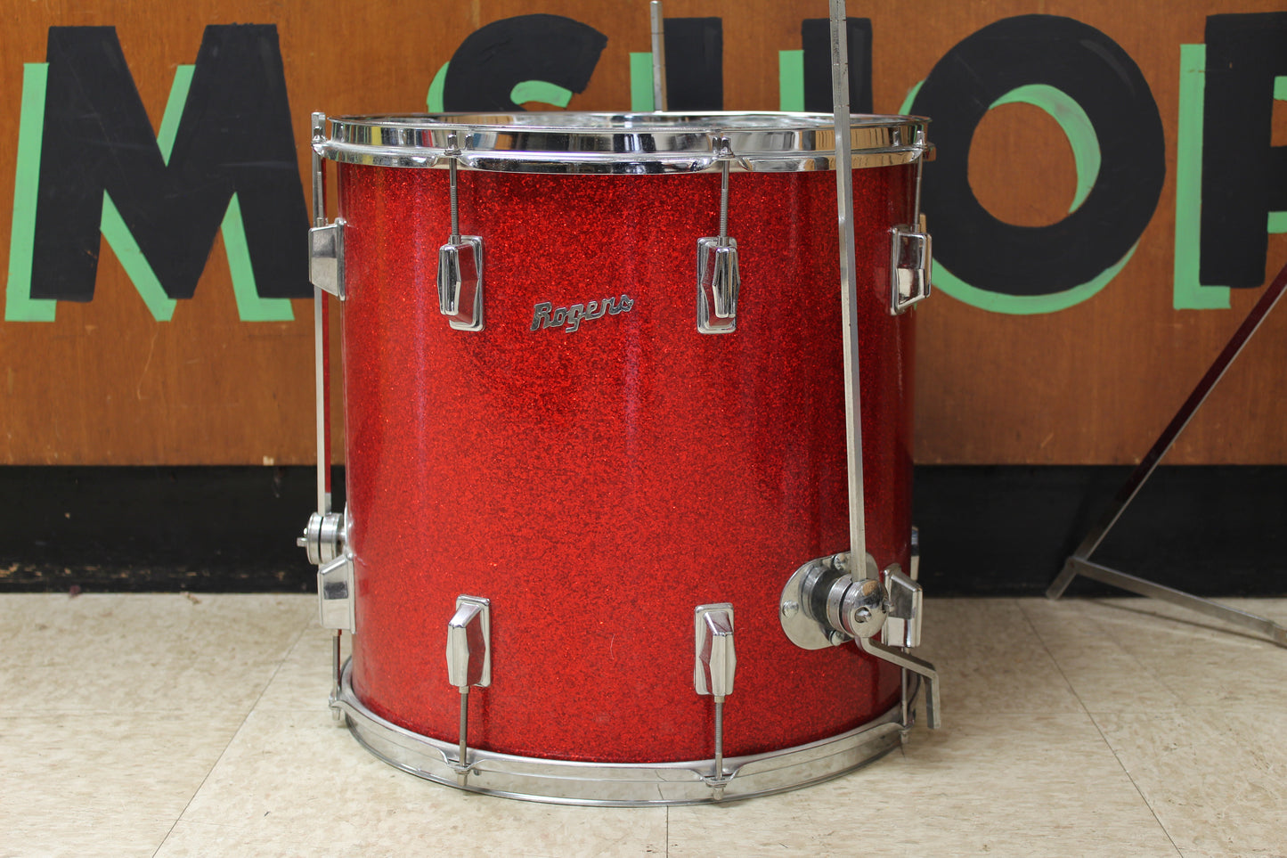 1960 Rogers Cleveland era 16"x16" Floor Tom in Red Sparkle