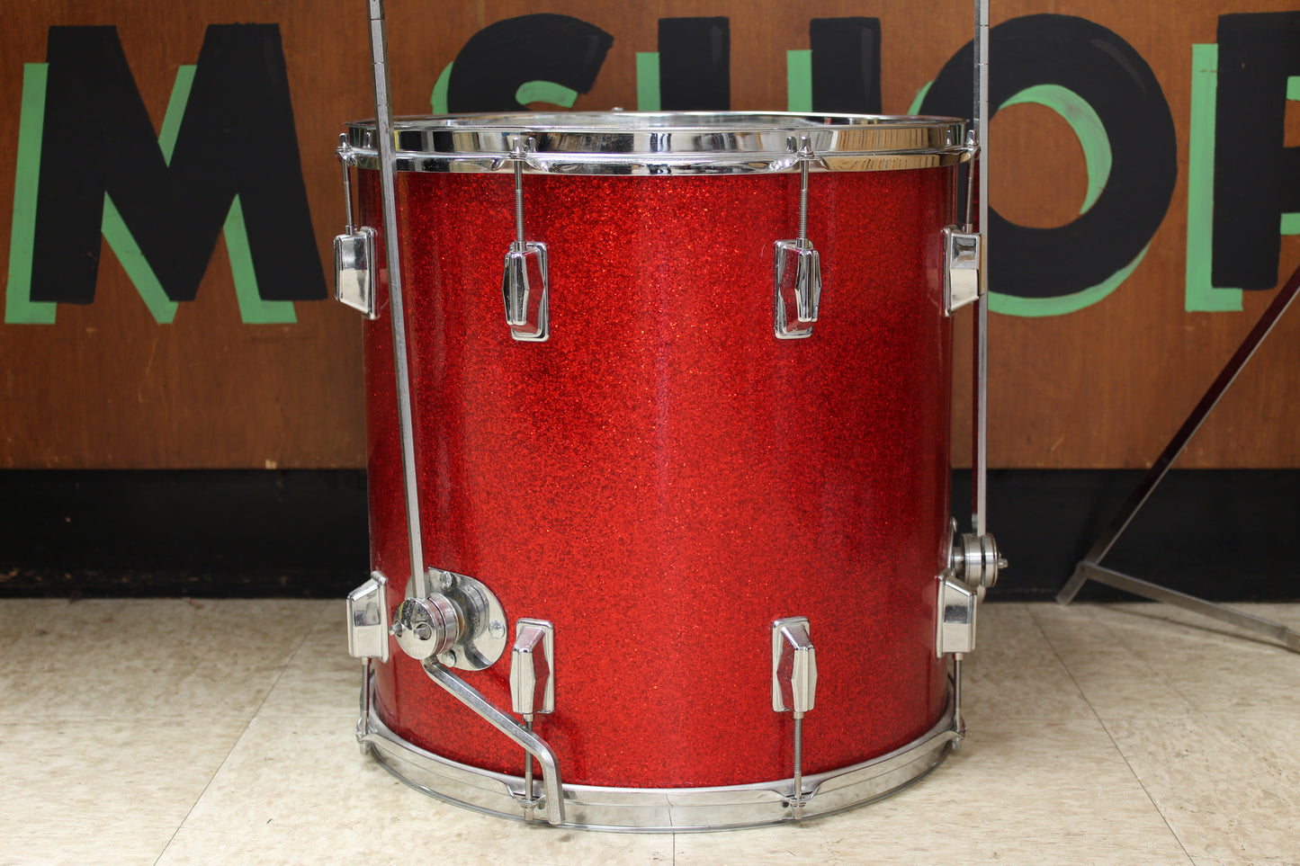 1960 Rogers Cleveland era 16"x16" Floor Tom in Red Sparkle