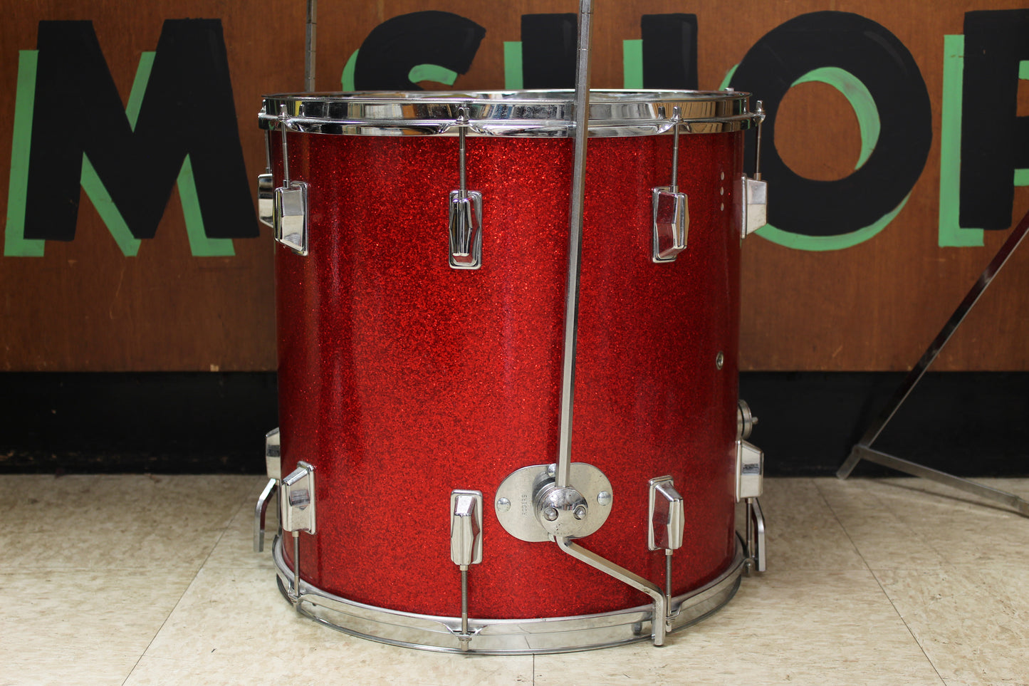 1960 Rogers Cleveland era 16"x16" Floor Tom in Red Sparkle