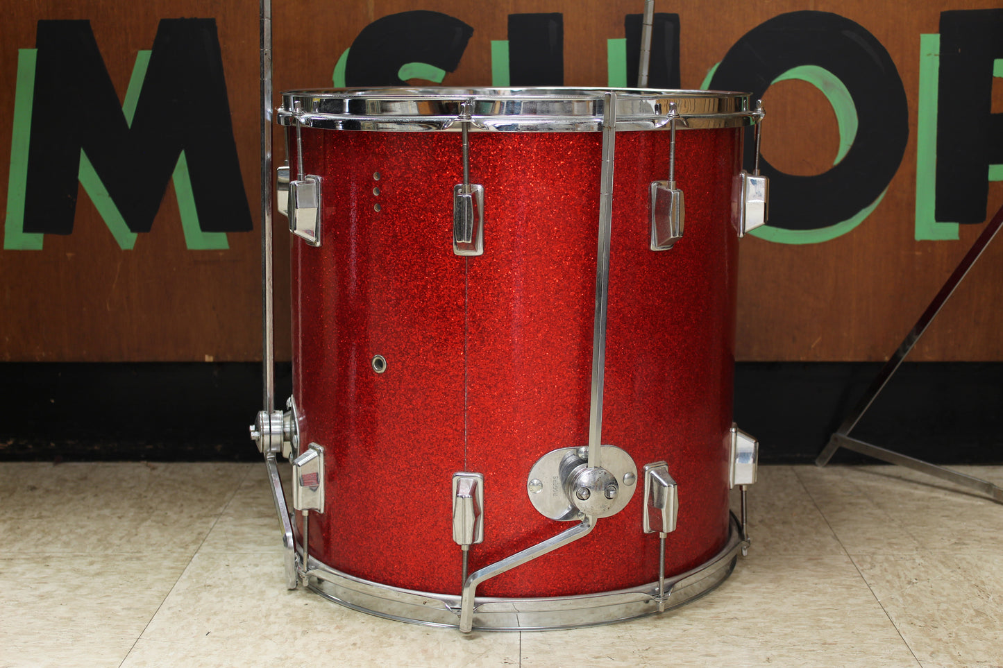 1960 Rogers Cleveland era 16"x16" Floor Tom in Red Sparkle