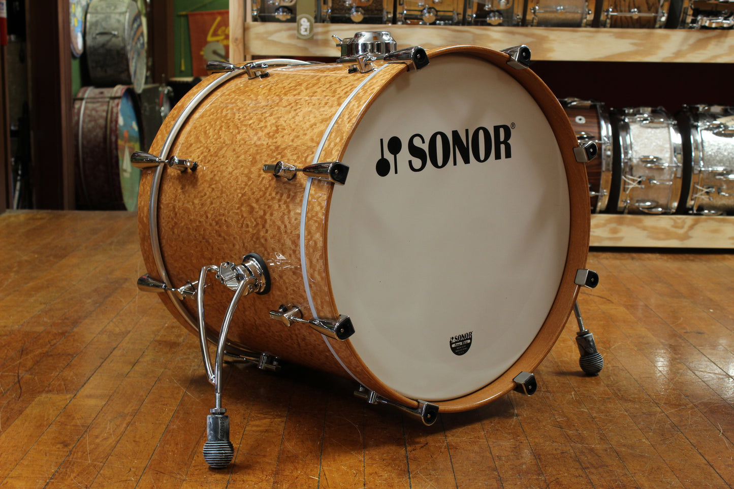 Early 2000s Sonor Delite Outfit in Natural Birdseye Maple 18x20 8x10 9x12 14x14