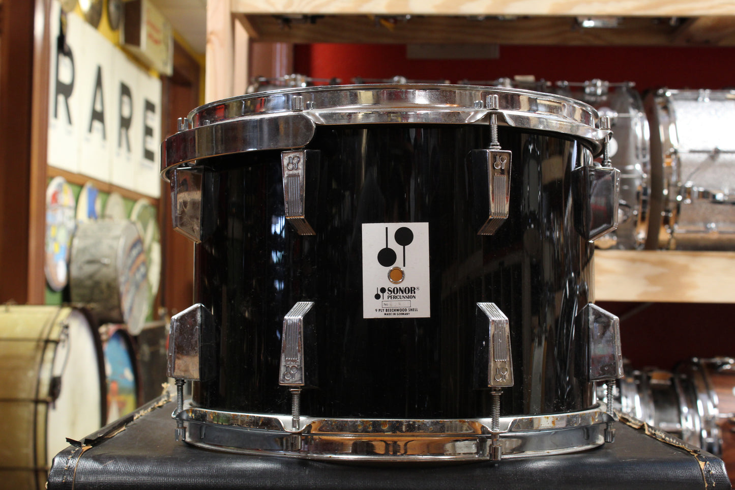 1980s Sonor Phonic Drum Kit in Black 14x22 12x15 10x14 9x13