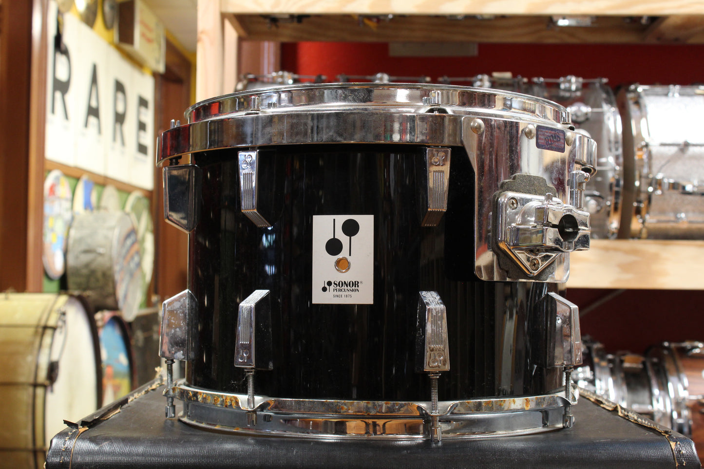 1980s Sonor Phonic Drum Kit in Black 14x22 12x15 10x14 9x13