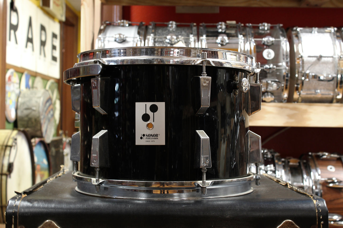 1980s Sonor Phonic Drum Kit in Black 14x22 12x15 10x14 9x13