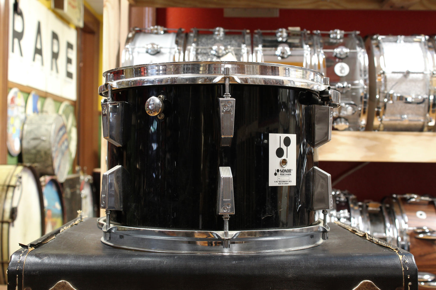 1980s Sonor Phonic Drum Kit in Black 14x22 12x15 10x14 9x13