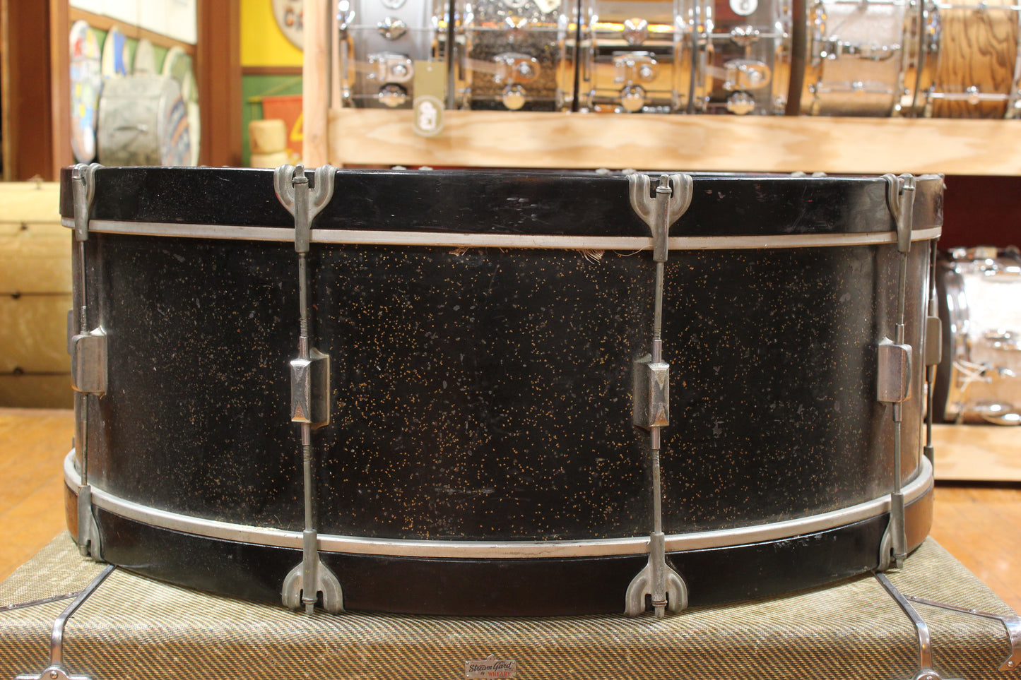 1940s Leedy 10x30 Spartan Scotch Type Bass Drum in Black Sparkle