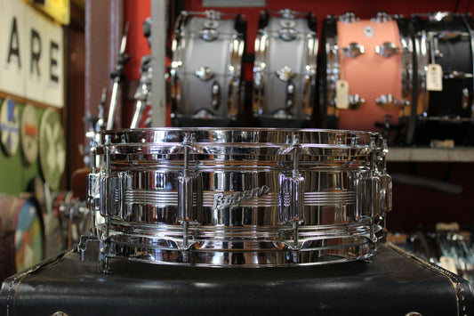 1960s Rogers 5x14 Chrome Over Brass Dyna-Sonic Snare Drum #19154