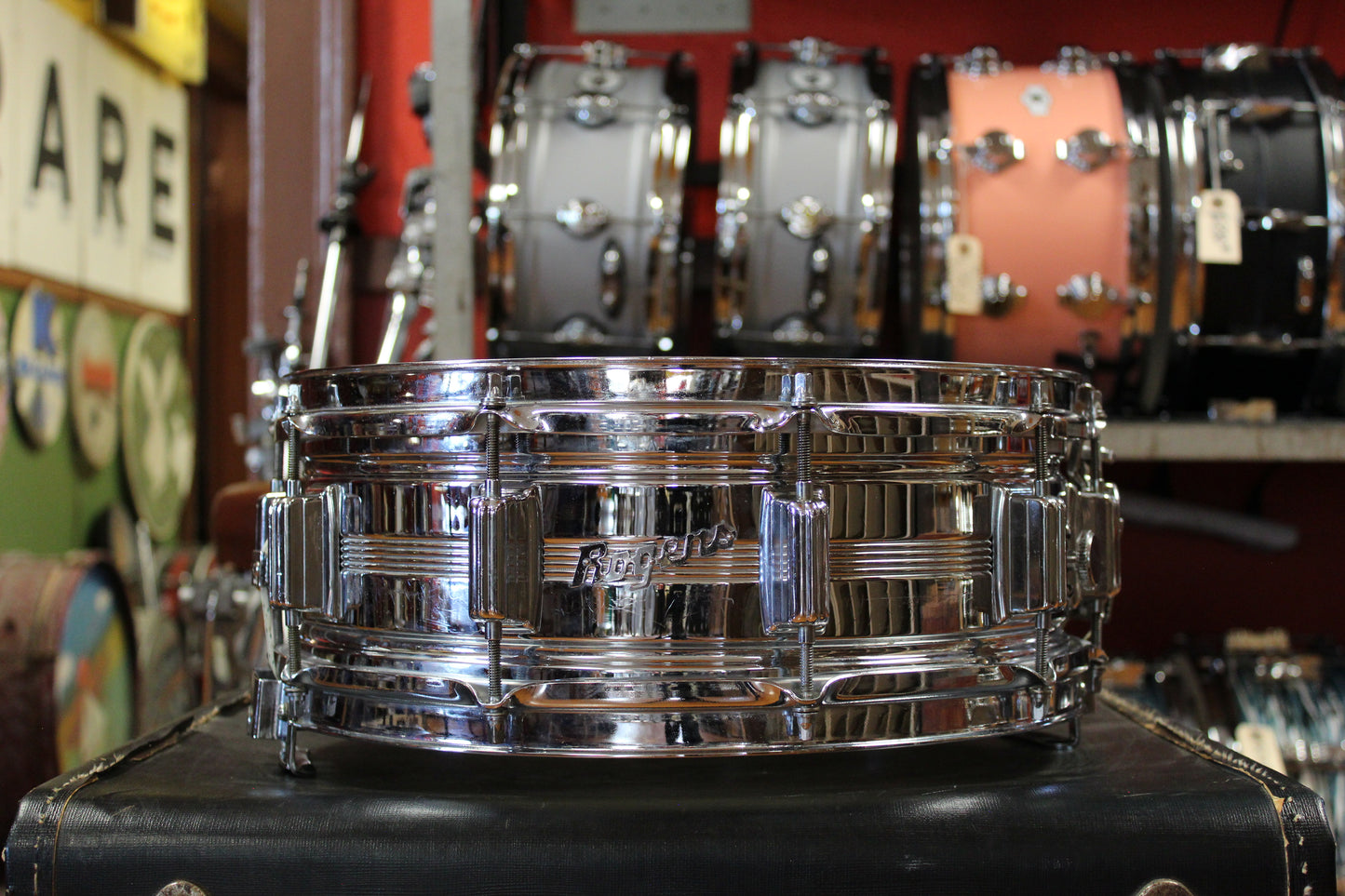 1960s Rogers Chrome Over Brass 5x14  Dyna-sonic Snare Drum #20148