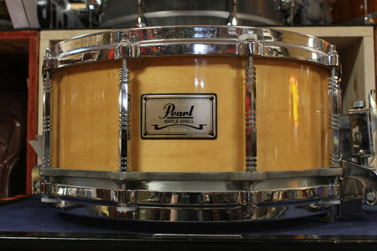 2000s Pearl 6.5x14 Free Floating Snare Drum in Natural Maple