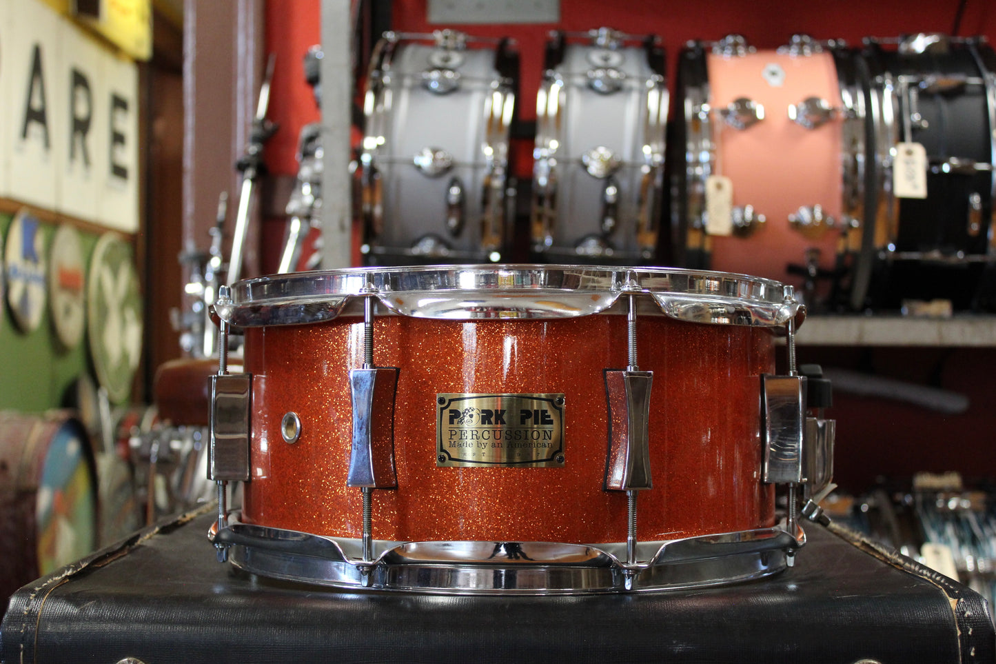 Pork Pie 6x13 Snare Drum in Amber Sparkle