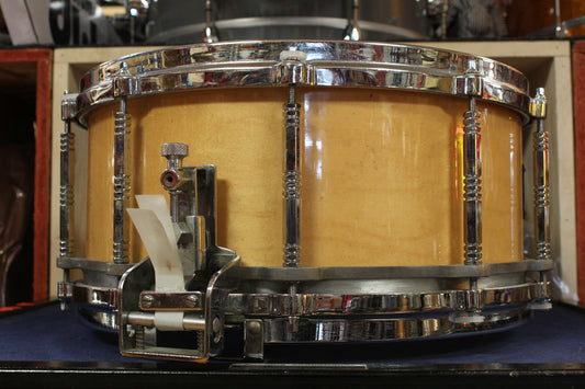 2000s Pearl 6.5x14 Free Floating Snare Drum in Natural Maple