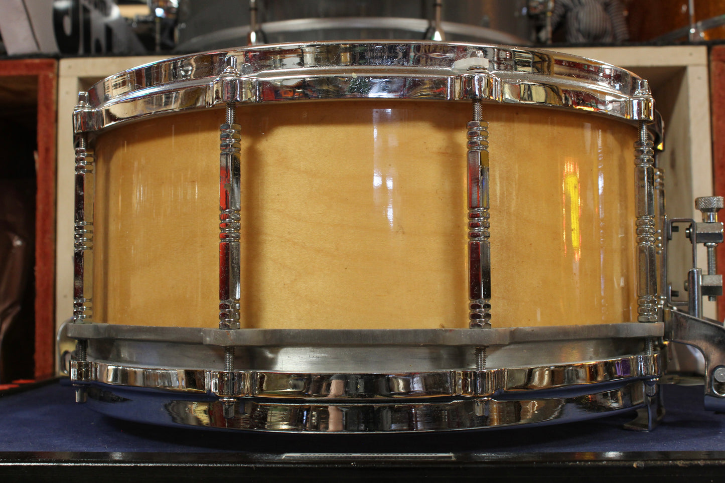 2000s Pearl 6.5x14 Free Floating Snare Drum in Natural Maple